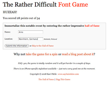 The rather difficult font game